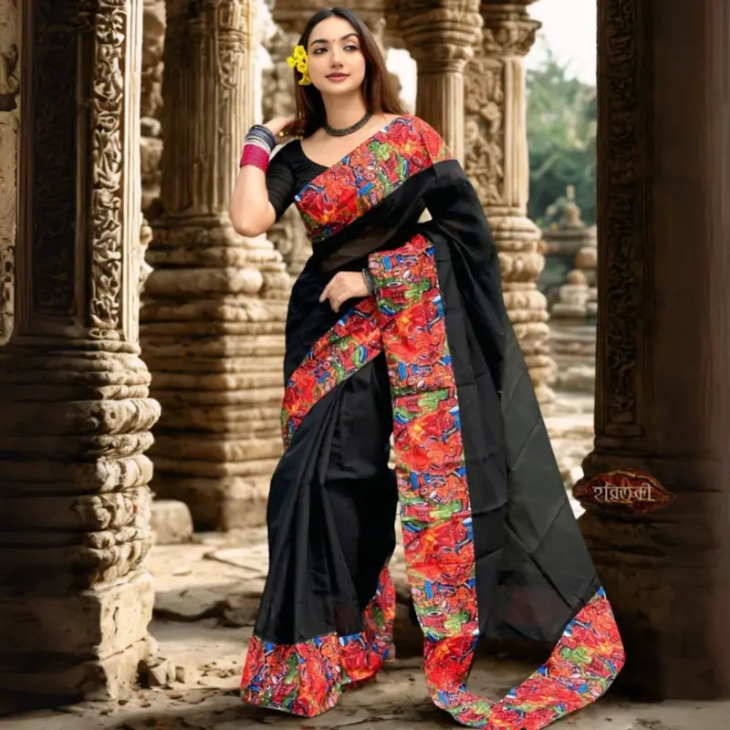 Potchitra Black Half Silk Saree